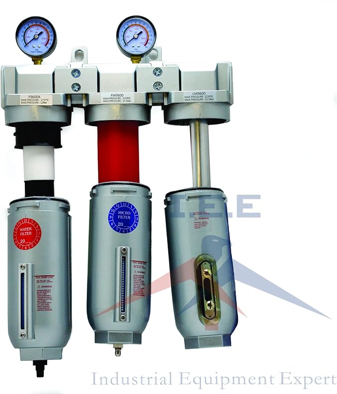 3/4" Inline Compressed Air Regulator Filter Desiccant Dryer Moisture Separator 4 Stage In Line Air Filtration System