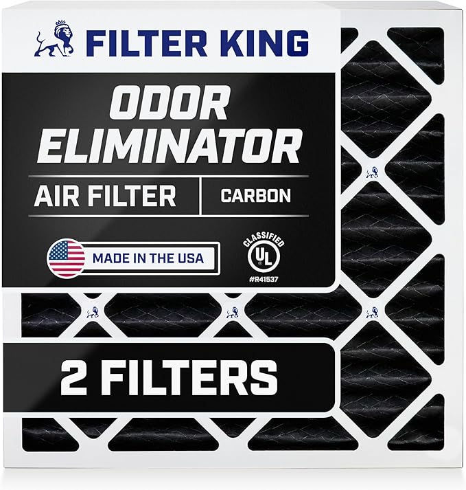 Filter King 16x20x5 Air Filter Carbon Odor Eliminator (MPR 700) Dust Defense (2-Pack), Pleated HVAC AC Furnace Filters for FC100A1003, Lennox X0592 (Actual Size: 15.5 x 19.88 x 4.25)