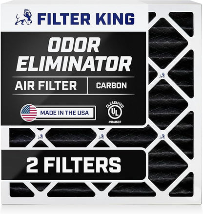 Filter King 16x20x5 Air Filter Carbon Odor Eliminator (MPR 700) Dust Defense (2-Pack), Pleated HVAC AC Furnace Filters for FC100A1003, Lennox X0592 (Actual Size: 15.5 x 19.88 x 4.25)