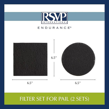 RSVP International Charcoal Compost Bin Filter 2-Piece Set Helps Keep Kitchen Smelling Fresh, Replacement
