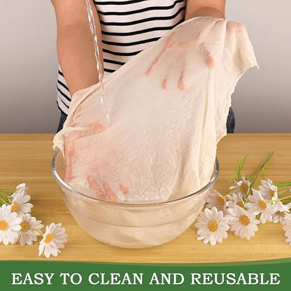WMKGG 9 PCS Reusable Unbleached Cotton Cheese Cloth 20x20 Inch, Grade 100 Precut Cheesecloth for Straining Hemmed 4 Edges Fine Mesh Cotton for Cooking, Juicing, Cheese Making, Baking, Yogurt
