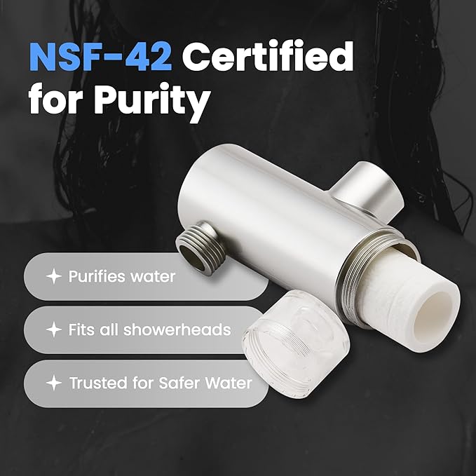 NSF 42 Certified Universal & Easy Installation Shower Filter - High Output Water Softener System with 3 Replacement Cartridges - Hard Water Filter for Healthier Skin, Hair & Nails