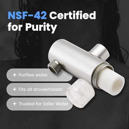 NSF 42 Certified Universal & Easy Installation Shower Filter - High Output Water Softener System with 3 Replacement Cartridges - Hard Water Filter for Healthier Skin, Hair & Nails
