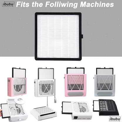 Nail Dust Collector Replacement Filters,1 Pack Nail Tech Dust Collector Filter Square for Electric Nail Dust Collector Machine Manicure Store
