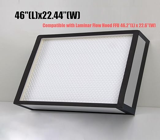 FFU H14 HEPA Filter Replacement, Laminar Flow Hood Filter Replacement Kit 1 Piece, Compatible with Laminar Flow Hood FFU 46.2"x22.6",100/ISO 5, H14 HEPA Flow Hood Filter
