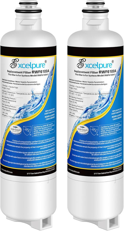 EXCELPURE RWF6100A Refrigerator Water Filter Replacement For Bosch Ultra Clarity Pro BORPLFTR50, BORPLFTR55, 12033030, 11025825, 11032531, B36CT80SNS, B36CL80ENS, WFC100MF, WFS200MF, 2PACK