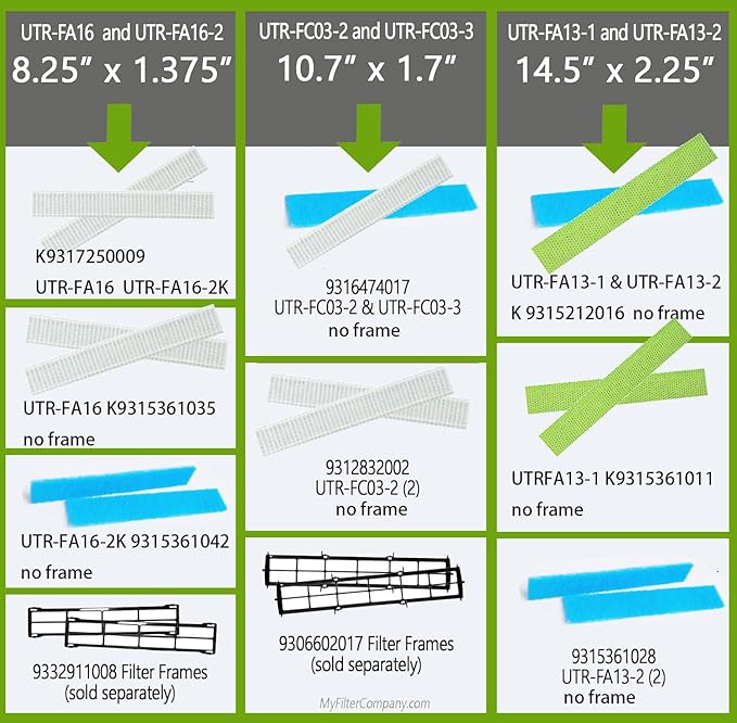 4-pack Filters Compatible with Fujitsu General UTR-FA16 and UTR-FA16-2