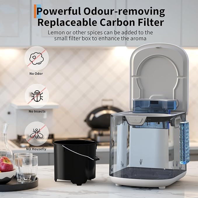 3.5L Electric Composter Countertop, 3 Modes Kitchen Smart Compost Bin with Auto Cleaning, LED Display, Turns Kitchen Waste Into Dry Manure, Low Noise Food Waste Compost Machine