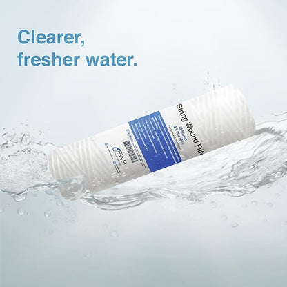 Sediment String Wound Water Filter Cartridge Standard 2.5x10" 20 Micron 25 Pack