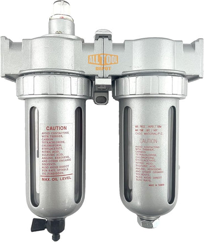 1/2" NPT MID FLOW 2 Stages Coalescing Filter Desiccant Dryer System For Compressed Air Lines, Poly Bowls, Great For Paint Spray And Plasma Cutter