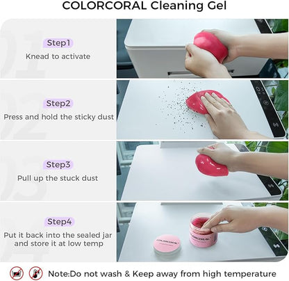 COLORCORAL Cleaning Gel for Car Universal Gel Cleaner Auto Detailing Car Vent Keyboard Cleaning Putty Car Interior Cleaner Dashboard Dust Remover Putty Auto Duster Cleaning Kit 160G - Rose Red