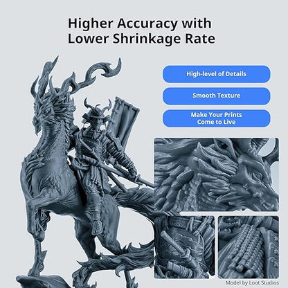 ANYCUBIC ABS-Like Resin 3.0, 3D Printer Resin with Enhanced Strength and Toughness, High Precision and Minimal Shrinkage, Wide Compatibility for All LCD Resin 3D Printers (HD Grey, 2kg)