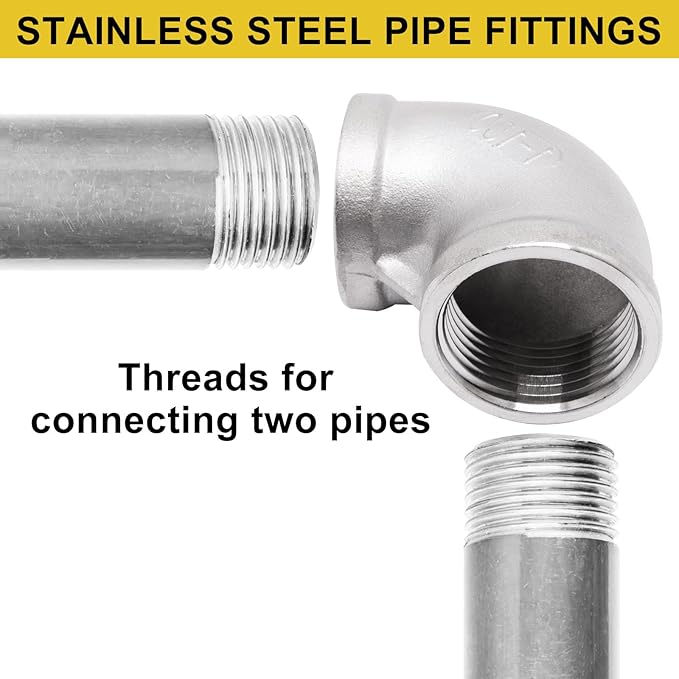 1Pc 304 Stainless Steel 90 Degree Elbow 1" NPT Female x 1" NPT Female Threaded Pipe Fitting