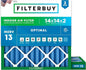 Filterbuy 14x14x2 Air Filter MERV 13 Optimal Smoke & Allergy Defense (2-Pack), Electrostatic Pleated HVAC AC Furnace Filters Replacement, Made in USA (Actual Size: 13.50 x 13.50 x 1.75)