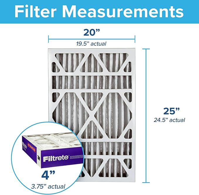 Filtrete High Performance Deep Pleat Filter NDP03-4IN-4, 20 in x 25 in x 4 in (50.8 cm x 63.5 cm x 10.1 cm), 4 packs per case