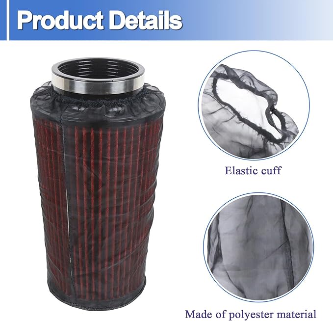 Air Filter Cover Large Dustproof Protective for Harley Davidosn Touring Model Universal Cold Air Intake Filter Sock Air Filter Wrap, 1 Pack