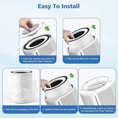True HEPA KILO Filter For Afloia KILO, KILOPLUS, KILOPRO, MIRO, MIRO PRO and for MORENTO MR-Kilo, Kalo Air Purifier, 360° 3-Stage Filtration for Home Bedroom Large Room Odor Dust Pollen Smoke, 2 Pack