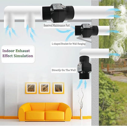 2 Inch Inline Duct Fan 12V 6W HVAC Exhaust Ventilation Fan 22 Cfm Low Noise Blower for Basements Bathrooms Kitchens Attics,Black (Color : Adjustable Speed)
