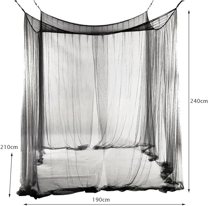 Canopy Bed Curtains Black/White/Beige Elegant Lace Canopy Curtain for Double King Size Bed(White)