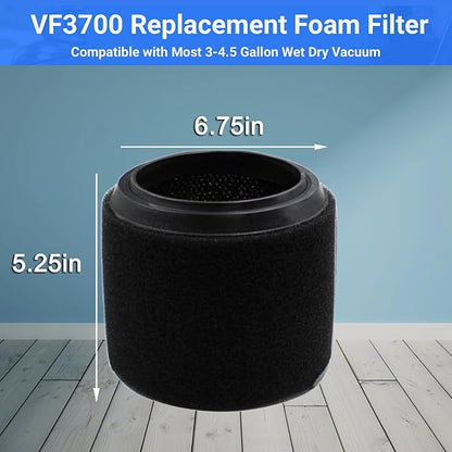 1 Pack VF3700 Filter Compatible with Rigid Vac 3-4.5 Gallon Vacuum Cleaners, Wet Application Foam Filter Fit WD3050, WD4070, WD4080, WD4522, 4000RV