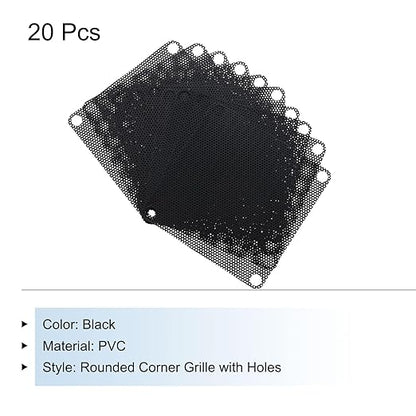 MECCANIXITY 20PCS PC Dust Filter, 60mmx60mm PVC Computer Case Cooler Dustproof Mesh Cover Fan Grills for Computer Chassis Speaker, Black