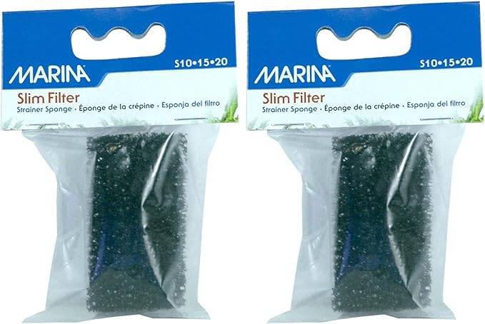 Marina Slim Filter Intake Strainer Sponge, Replacement Aquarium Filter Media, A296 (Pack of 2)