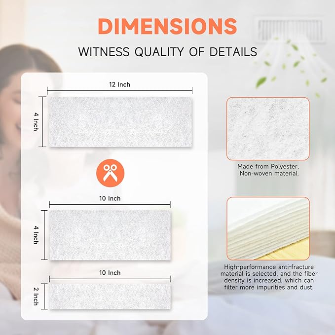 4x12 Inch Air Filter for Home Ceiling, ULTRA GREEN Thickened Floor Vent Filters Replacement for Register Work in Indoor Home Air Purifier, Air Conditioner 4" x 12" 12-Pack (White)