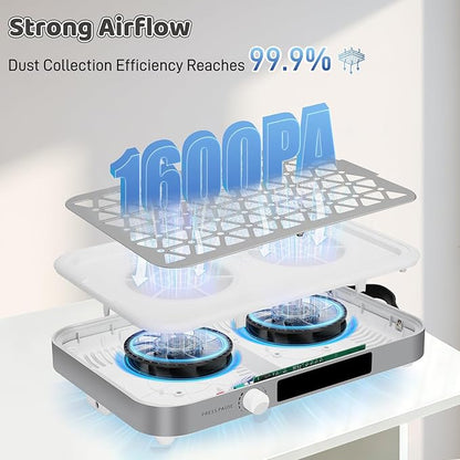Nail Dust Collector, 1600PA Professional Nail Vacuum Dust Collector Fan with Absorb 99% of dust Within 20 inches in 3 Seconds - 10 Speeds Adjust, 30 Filters for Acrylic Manicure at Salon & Home