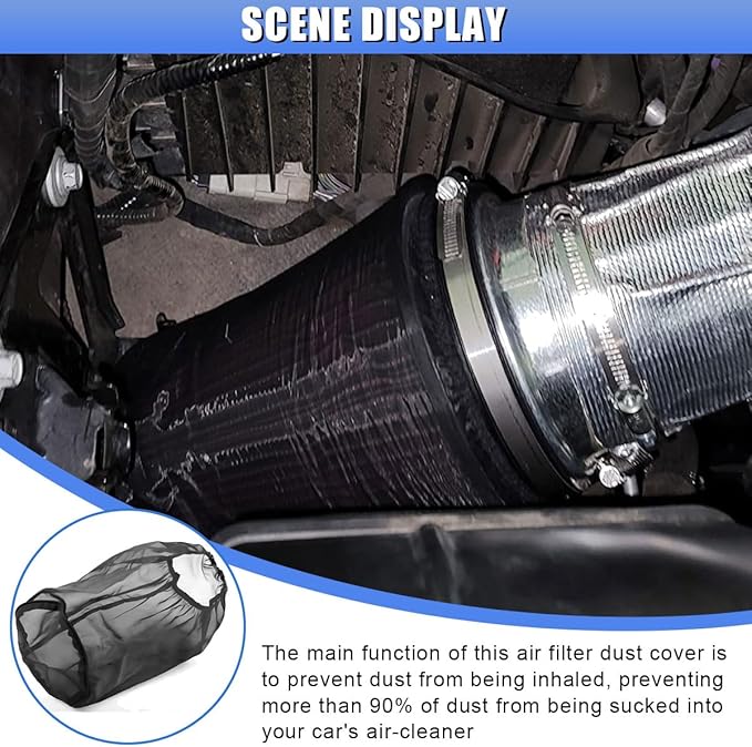Air Intake Filter Sock Cover, Waterproof Dustproof Air Cleaner Protective Cover, High Flow Cone Car Intake Filter Rain Sock, Universal Car Accessories for SUV, Truck, ATV (Large)