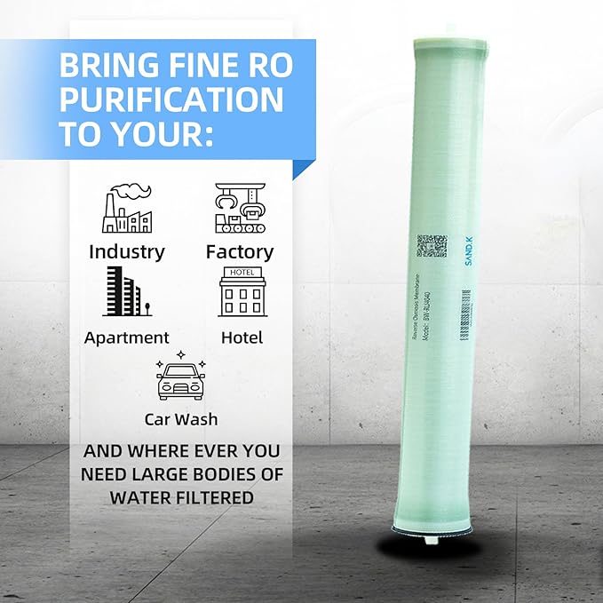 XLP4040 Industrial RO Membrane, 4 x 40 inch 2600GPD Extra Low Pressure 100PSI Reverse Osmosis Filter Replacements for brackish water Desalination, Wastewater Recycling
