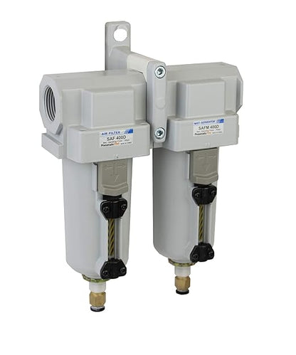 PneumaticPlus SAFU430-N06-MEP Air Particulate (10 µm), Coalescing (0.1 µm) Filter Combo, 3/4" NPT, Metal Bowl w/Manual Drain