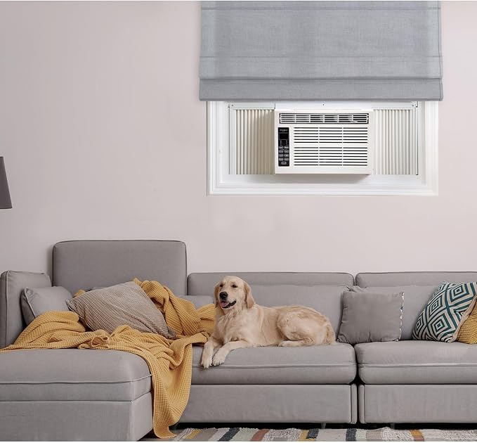 Whirlpool 8,000 BTU Window Air Conditioner with Dehumidifier, 115V, Window AC for Rooms up to 350 Sq. Ft., Living Room, Bedroom, or Apartment, with 3 Speeds, Remote Control, and 24H Timer, White