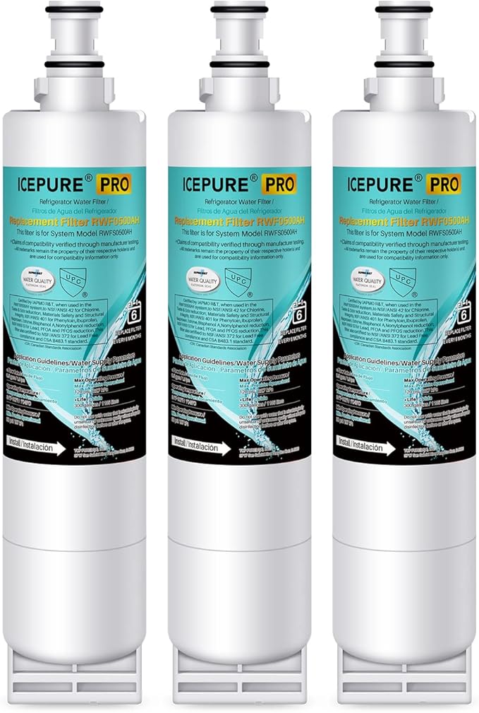 ICEPURE PRO 4396508 NSF401&473&53 Replacement for Whirlpool 4396510, EDR5RXD1, NLC240V, PNL240V, 4396508p, LC400V, WF-NLC240V, 46-9010, Everydrop Filter 5， Remove PFAS PFOA PFOS, Heavy Metals, 3 PACK