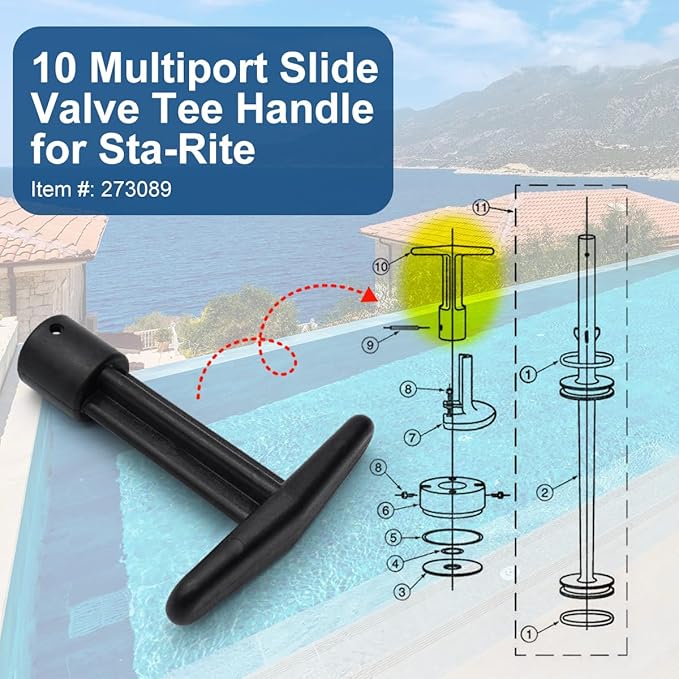 Backwash Piston Plastic Shaft, 273089 Slide Valve Handle for Pentair Sta-Rite Pool and Spa Filter 2 Inch MultiPort Push and Pull Valve 261047 261165 261165 5/8" PVC Multiport Slide Valve Tee Handle