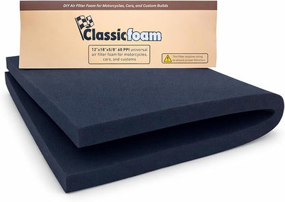 Air Filter Foam Sheet Material - 12"x18"x5/8" - 60 PPI for Motorcycles, Dirt Bikes, Classic Cars, ATV, UTV, SXS, Small Engines
