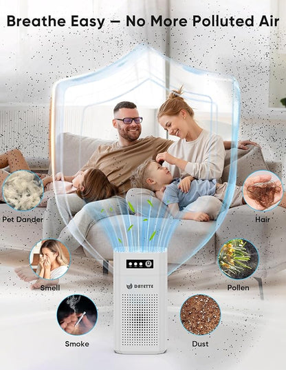 Air Purifiers for Bedroom, DAYETTE H13 True HEPA Air Filter Purifier for Small Room Up to 480 Ft²/30min, Qiuet Sleep Mode with Aroma Pad, Small Portable Air Purifier with USB Cable