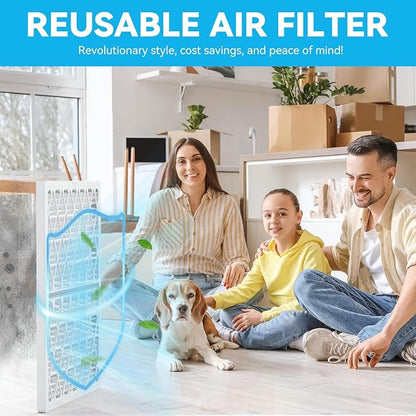 Reusable 16x25x1 Air Filter (MERV 8), 1 Foldable Frame + 6 Refills (Not Individual Filters), Greener HVAC AC Furnace Air Filters MPR 700&FPR 5(Actual Size:15.75"x24.75"x0.75")