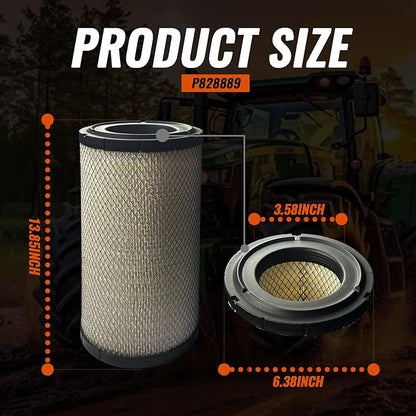 2PCS Air Filters Set P828889-P829333 For Donaldson, Caterpillar Cat Backhoe, Wix, John Deere, Case and Baldwin 110-6326 110-6331 AT171853 AT171854 46562 46569 RS3544 RS3545 222421A1 222422A1