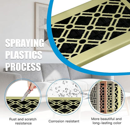 Floor Register Vents Modern AC Vent Cover Ease Adjust Air Vent Cover 4x12 Inch Air Vent Register Floor Vents Brushed Gold Color Floor Vents for Home