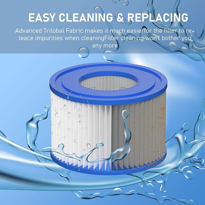 Type VI Hot Tub Filter Cartridge Compatible with Lay-Z-Spa, Coleman SaluSpa 90352E, 58323E, 58323 Swimming Pool Pump (12 Pack)