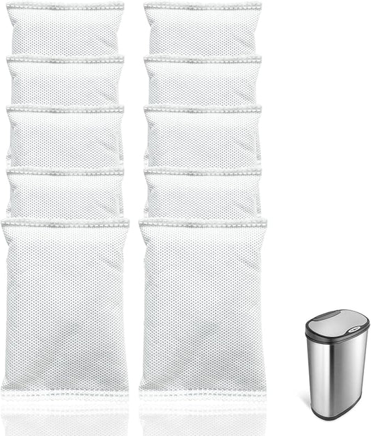 10-Pack (1.2 Pounds) Activated Charcoal Odor Absorber Filter Refills Compatible with iTouchless Trash Cans, Charcoal Odor Absorbing Bags, Each 4-Pack Fits 8-Gallon or Larger Trash Can