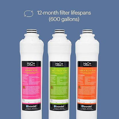 Brondell Coral UC300 Under Sink Water Filtration System – Reduces PFAS, Lead, & Chlorine in Drinking Water, Water Purifier with Designer Chrome Faucet – Quick Change Filter, WQA Gold Seal-Certified