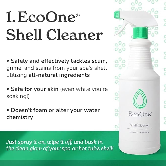 Deep Clean Kit by EcoOne | Comes with Spa & Hot Tub Filter Cleaner, Pipe Cleaner, Hot Tub Shell Cleaner, & Filter Boost | All-Natural, Chlorine-Free, & Fragrance-Free Spa Cleaners | Deeply Cleans