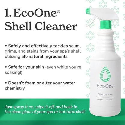 Deep Clean Kit by EcoOne | Comes with Spa & Hot Tub Filter Cleaner, Pipe Cleaner, Hot Tub Shell Cleaner, & Filter Boost | All-Natural, Chlorine-Free, & Fragrance-Free Spa Cleaners | Deeply Cleans
