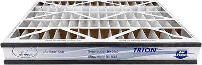 16x25x3 TRION Air Bear Cub Pleated HVAC Air Filter MERV 8 (4-Pack) (Actual Size: 15.75 x 24.75 x 3.06 Inches)