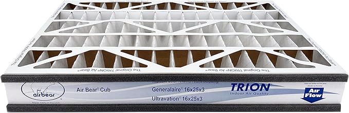 16x25x3 Air Filter MERV 11 (3-Pack) TRION Air Bear Pleated HVAC Air Filter Replacement (Actual Size: 15.75 x 24.25 x 3.0625 Inches)