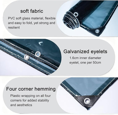 Curtain Patio Enclosure with Zippe, Heavy Duty PVC Transparent Tarpaulin Side Panels, Outdoor Clear Tarp Curtains for Porch, Pergola, Gazebo, Balcony, Patio(1.8x2m)