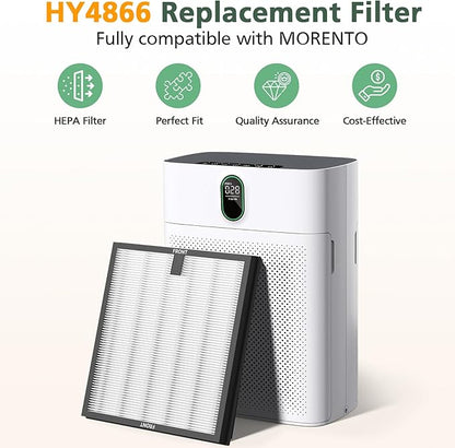 HY4866 Replacement Filter Compatible with MORENTO HY4866, WESTHEY HY4866, YIOU M1 Air Purifier, 3-in-1 H13 Ture HEPA Replacement Filters (Extra 4 Pre-filter) Enhanced Version for HY4866, 4 Pack