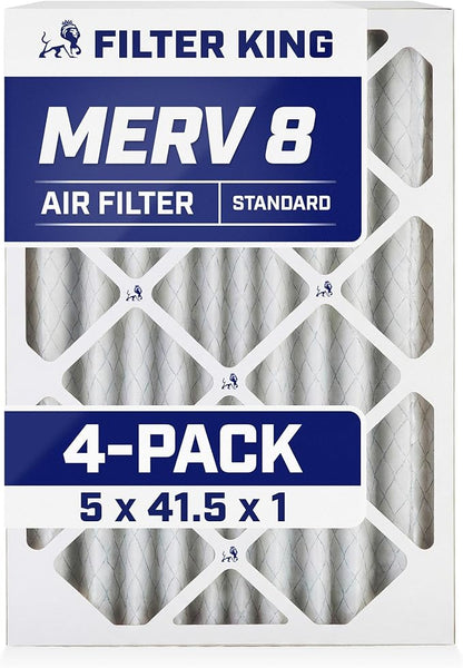 Filter King 5x41.5x1 Air Filter | 4-PACK | MERV 8 HVAC Pleated A/C Furnace Filters | MADE IN USA | Actual Size: 5 x 41.5 x .75"
