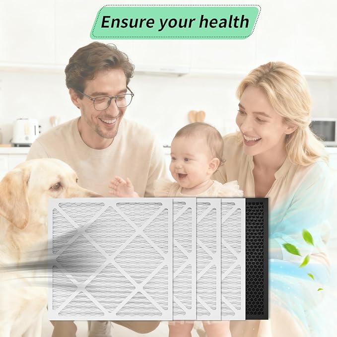 Activated Carbon/MERV-13 Filter Replacement Set, 16x16x1 inch High-Efficiency Replacement Filter for Commercial 550 Air Scrubber & Purifiers (Pack of 5)